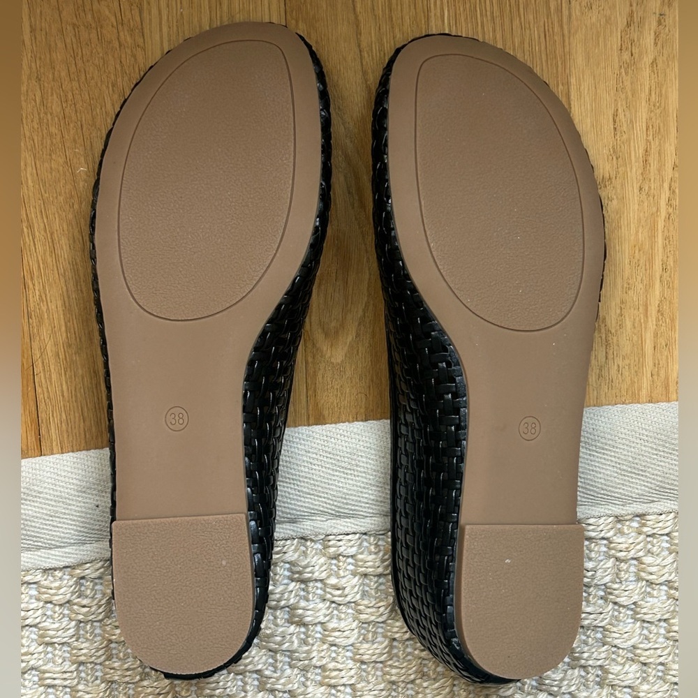 Black Woven Leather Ballet Flats - Picture 4 of 4